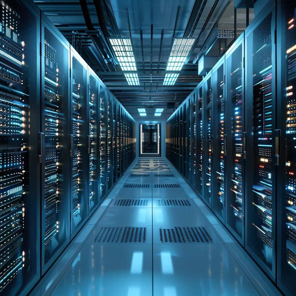 Server room with multiple servers representing web hosting for website speed
