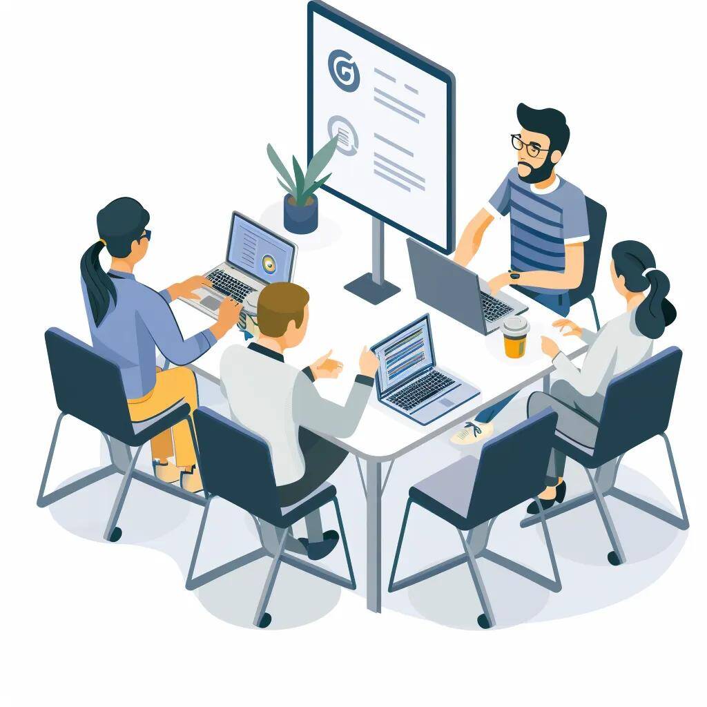 Team collaboration discussing WordPress benefits for content management